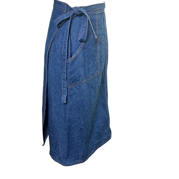 Vintage Denim Wrap Skirt Midi Made in Japan Kmart Adjustable Small - Picture 2 of 10